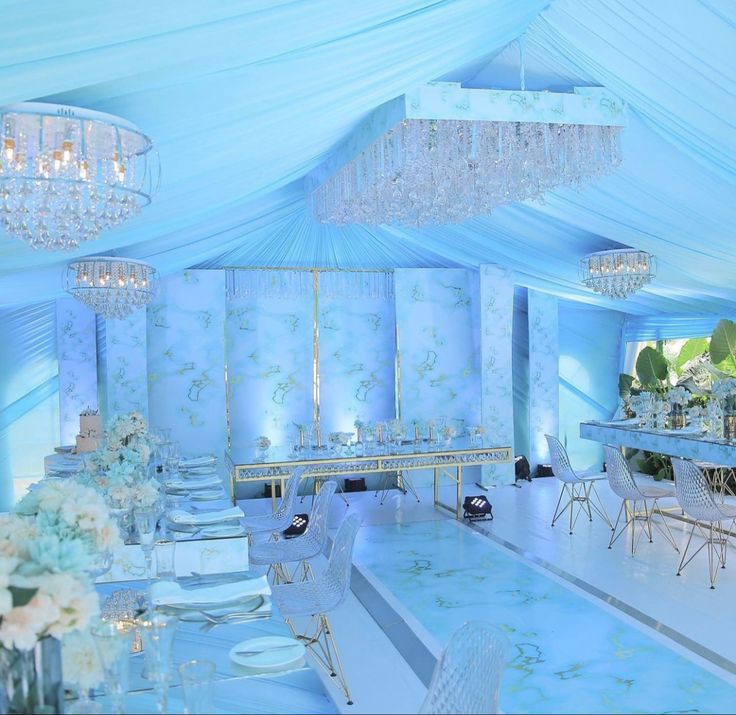 sky blue wedding decorations 