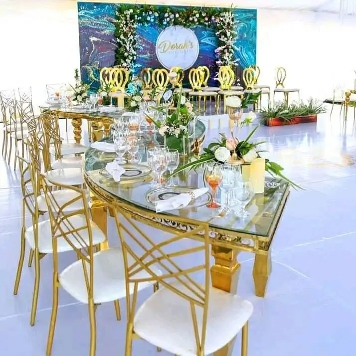 Golden Glass table and chair setting 