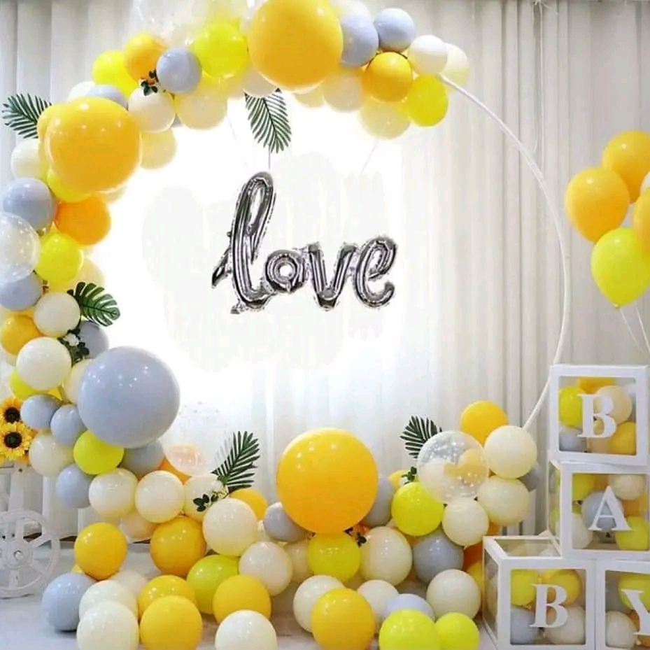 yellow and white photo booth 