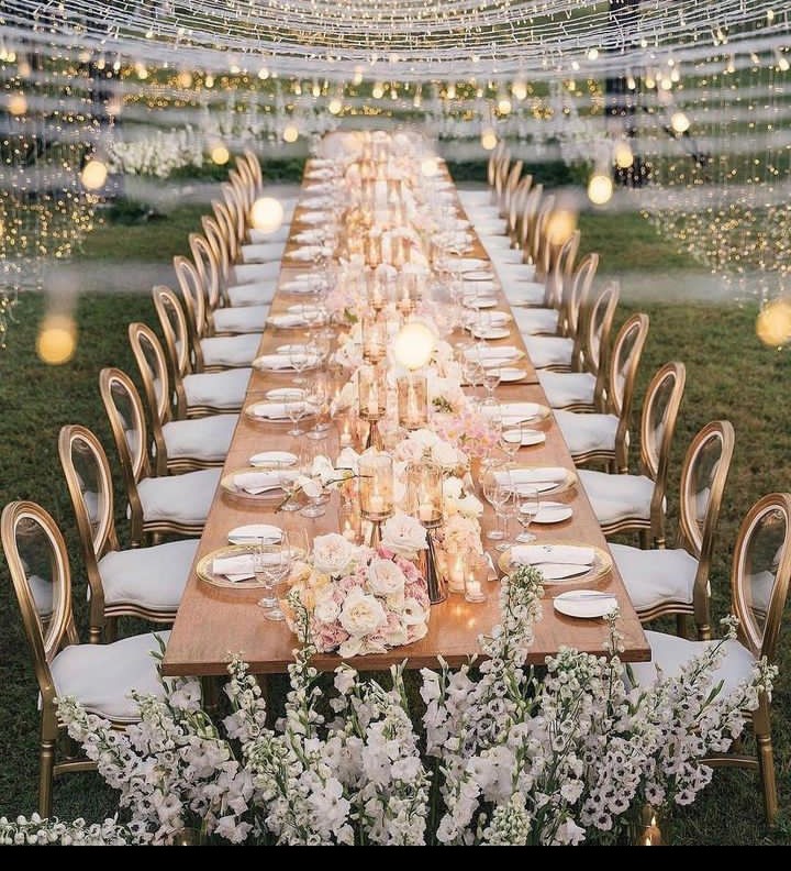 table setting with chrome chairs