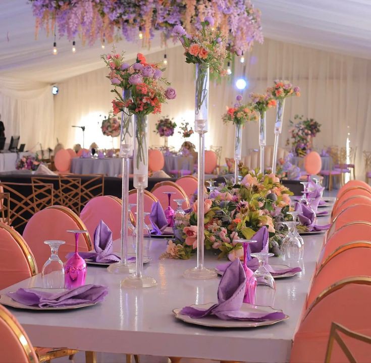 Buffet table and Chrome chairs setting 