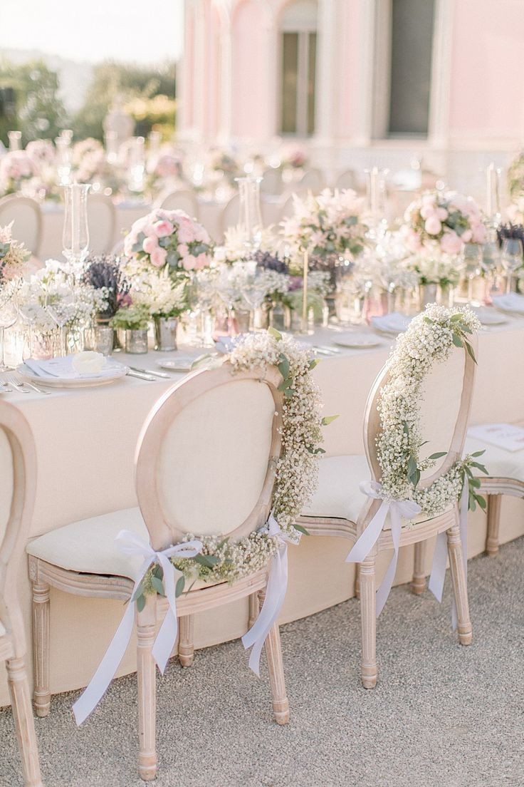 Beautifully decorated chair and table setting 