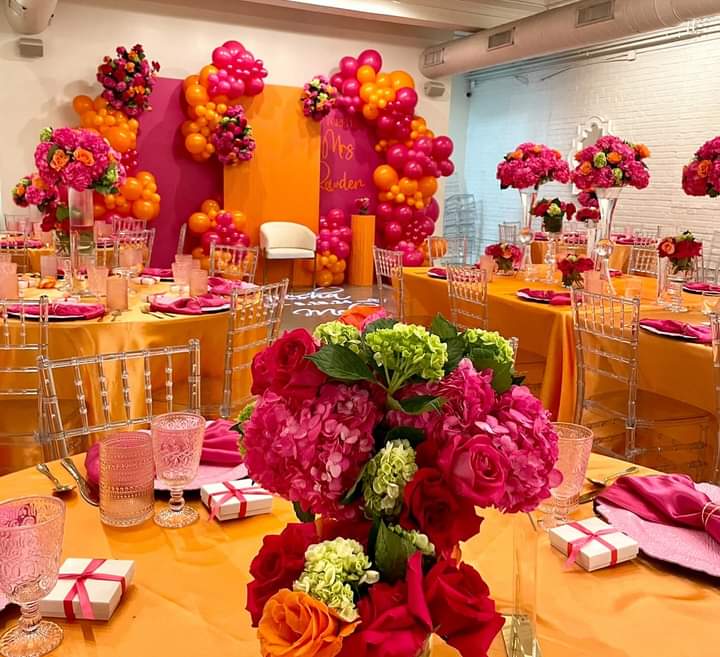 floral yellow and pink bridal shower 