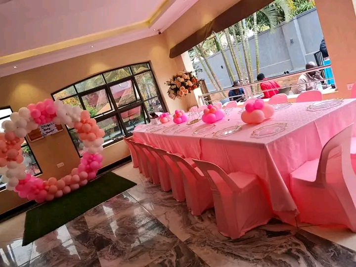 pink themed birthday decor