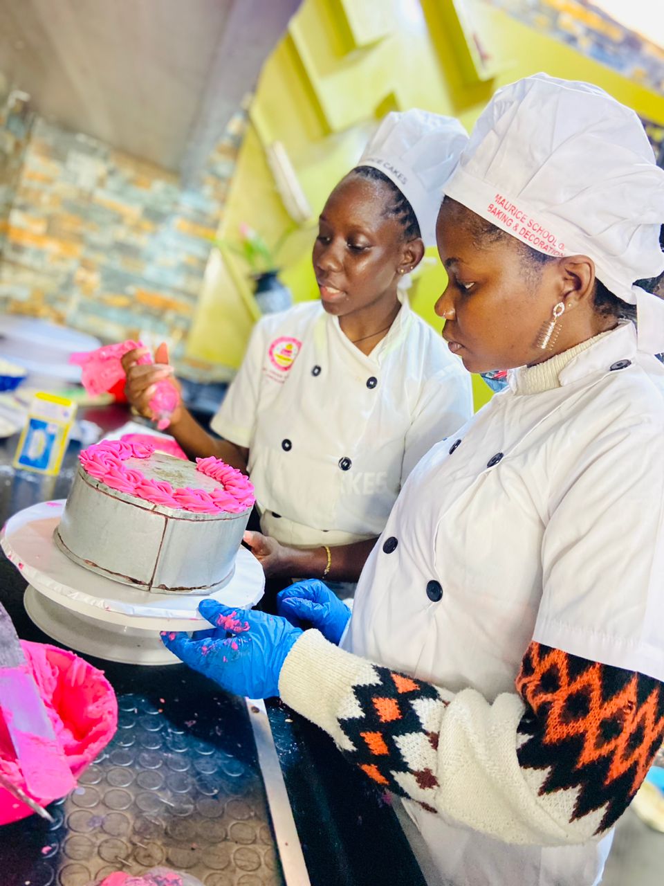 Our student Hafswa taking on the nozzle lessons with her teacher 