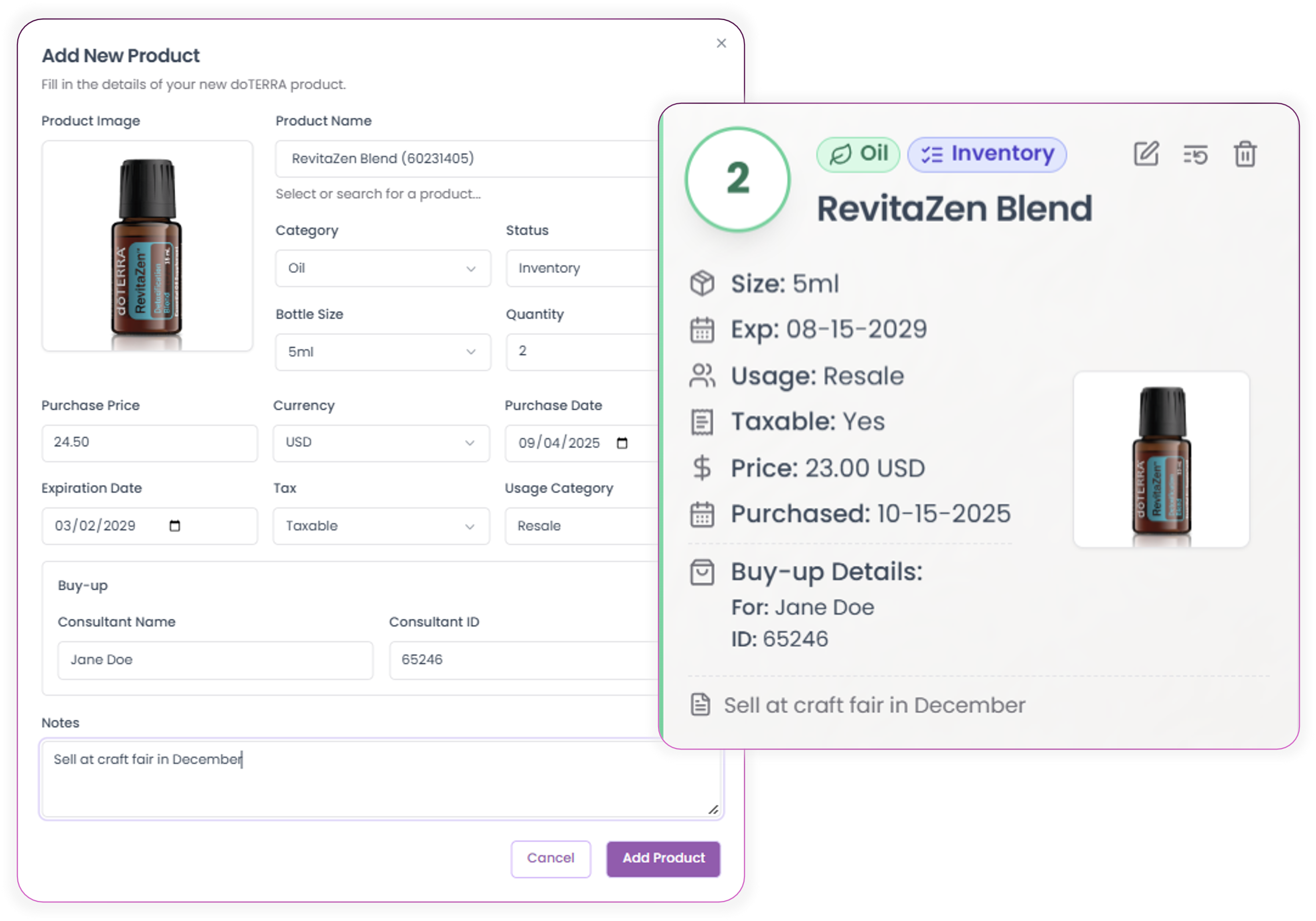 Essential Inventory detailed view