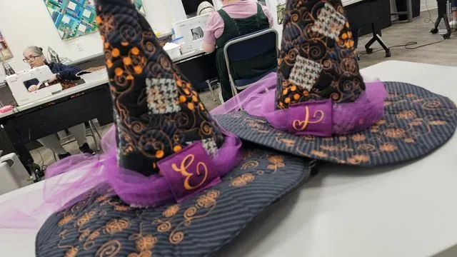 Machune Embroidery Quilted Witch Hat With Queen Bees