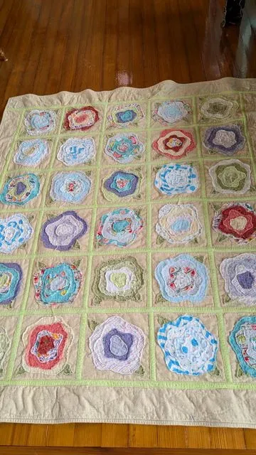 Scrappy Flannel French Roses Quilt As You Go