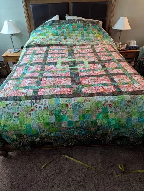 Green Ombre Scrap Quilt - Queen Size 