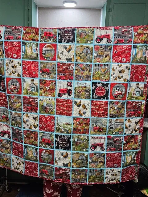 Farmall Cheater Quilt With Chenille-it accents