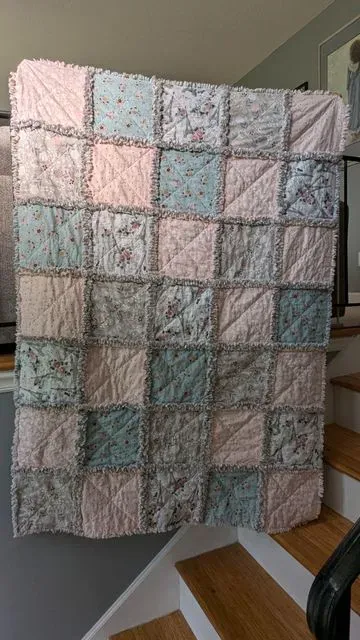 Pink And White Rag Quilt