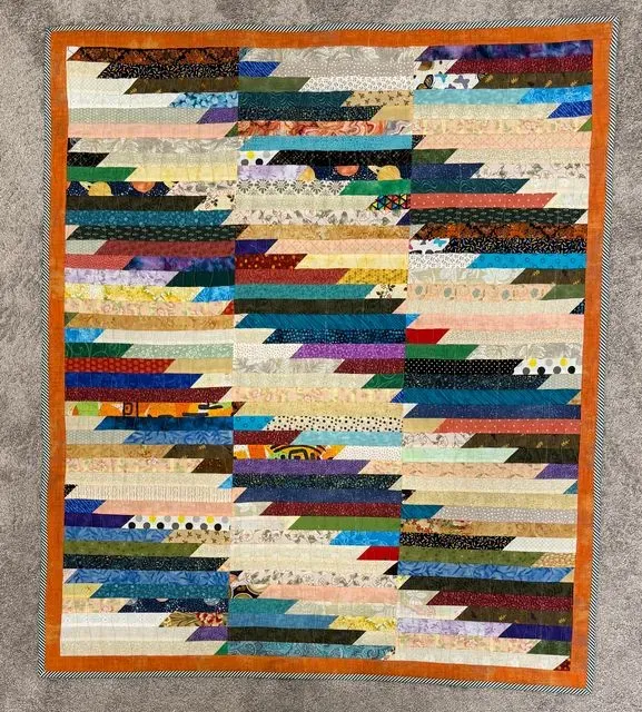 Scrappy Diagonal Strip Quilt 