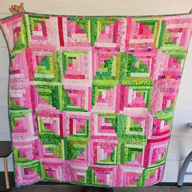 Pink And Green Curvy Log Cabin