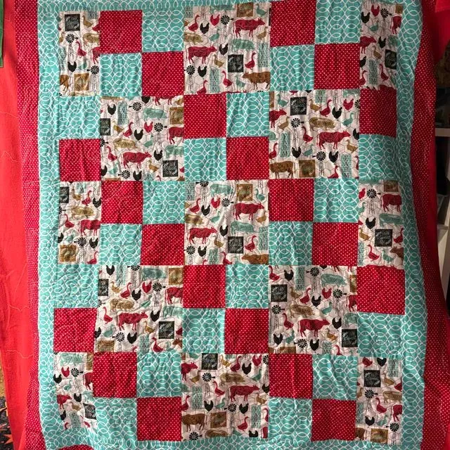 Red And Teal Farmhouse 