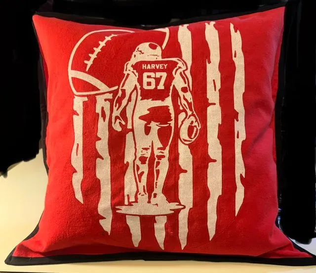 Quilted football memory pillow cover