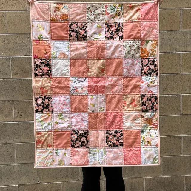 Scrappy Coral Baby Quilt