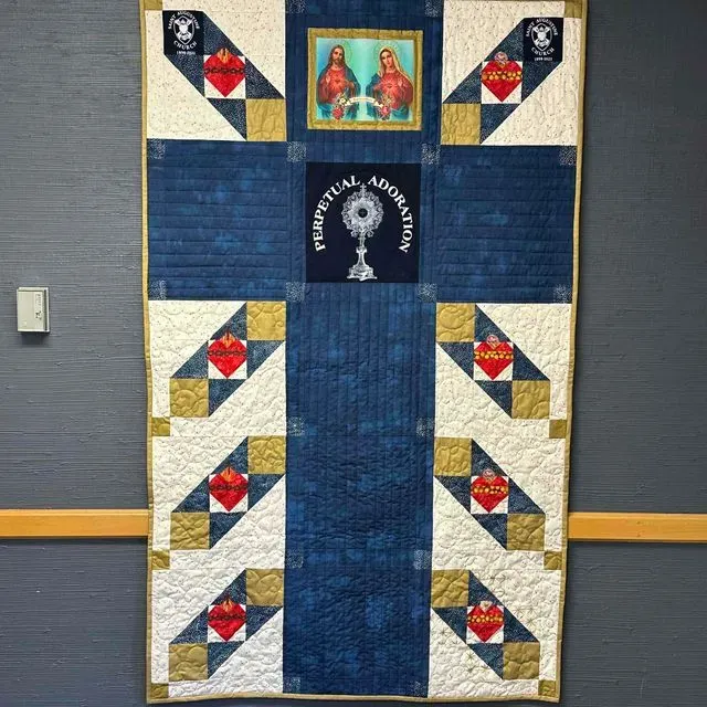 Sacred Heart Of Jesus Cross Quilt