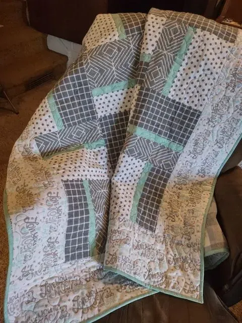 Gray and Teal Baby Quilt