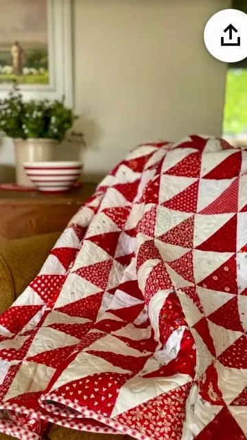Red & White 1/2 Sq Triangle