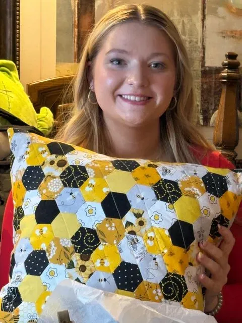 Erika’s EPP Hexagon Pillow