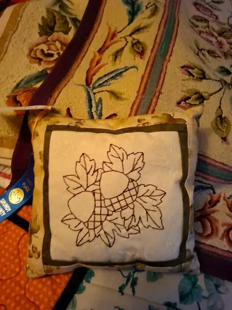 Pillow Oak Leaf Embroidery 