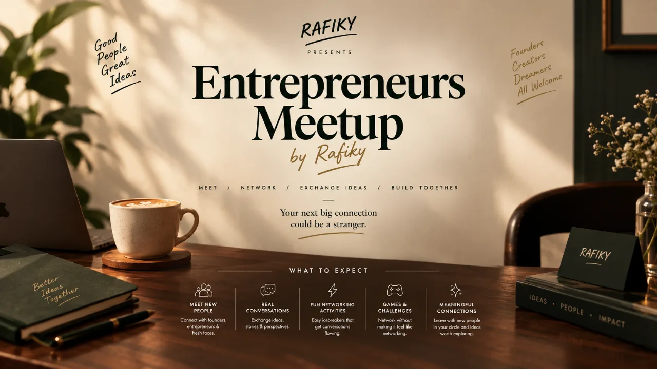 Poster for Entrepreneurs Meetup with Rafiky
