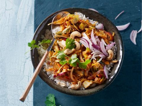 Red curry with stir-fried vegetables