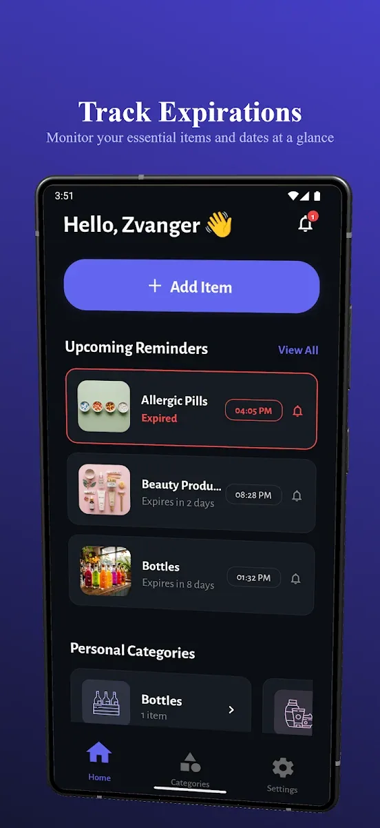 Home with upcoming reminders