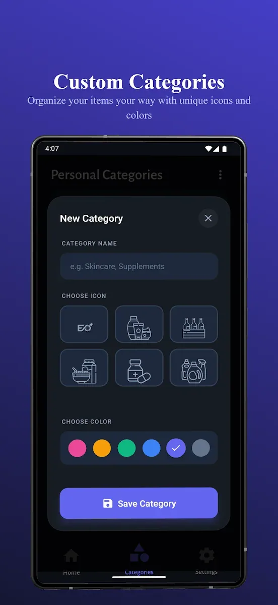 Custom categories