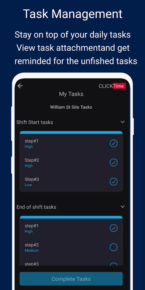 Shift task checklists
