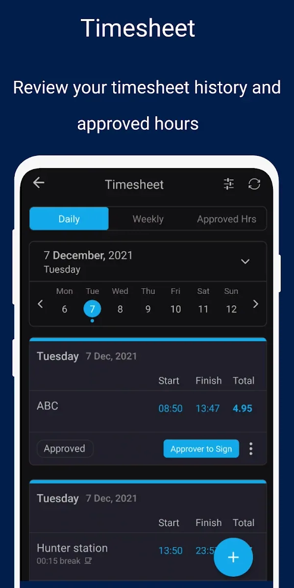 Timesheet history