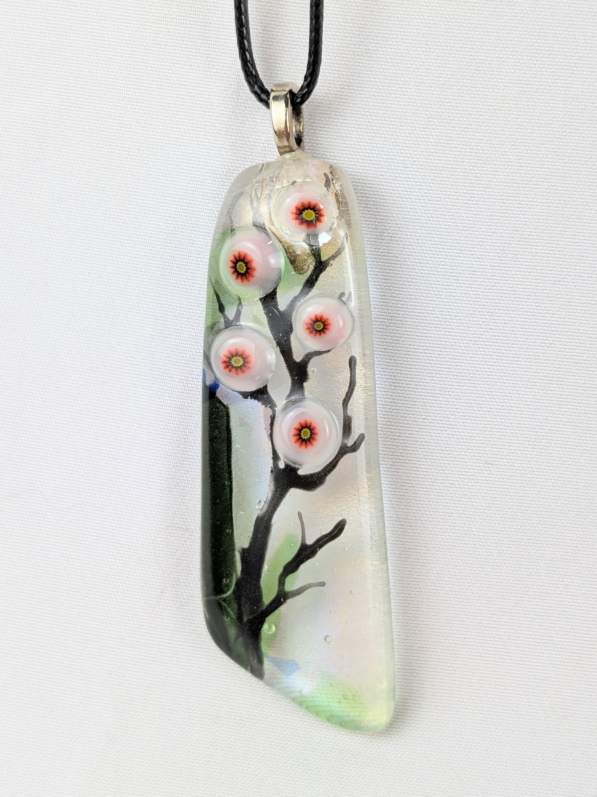 Blooming Sakura, glass pendant