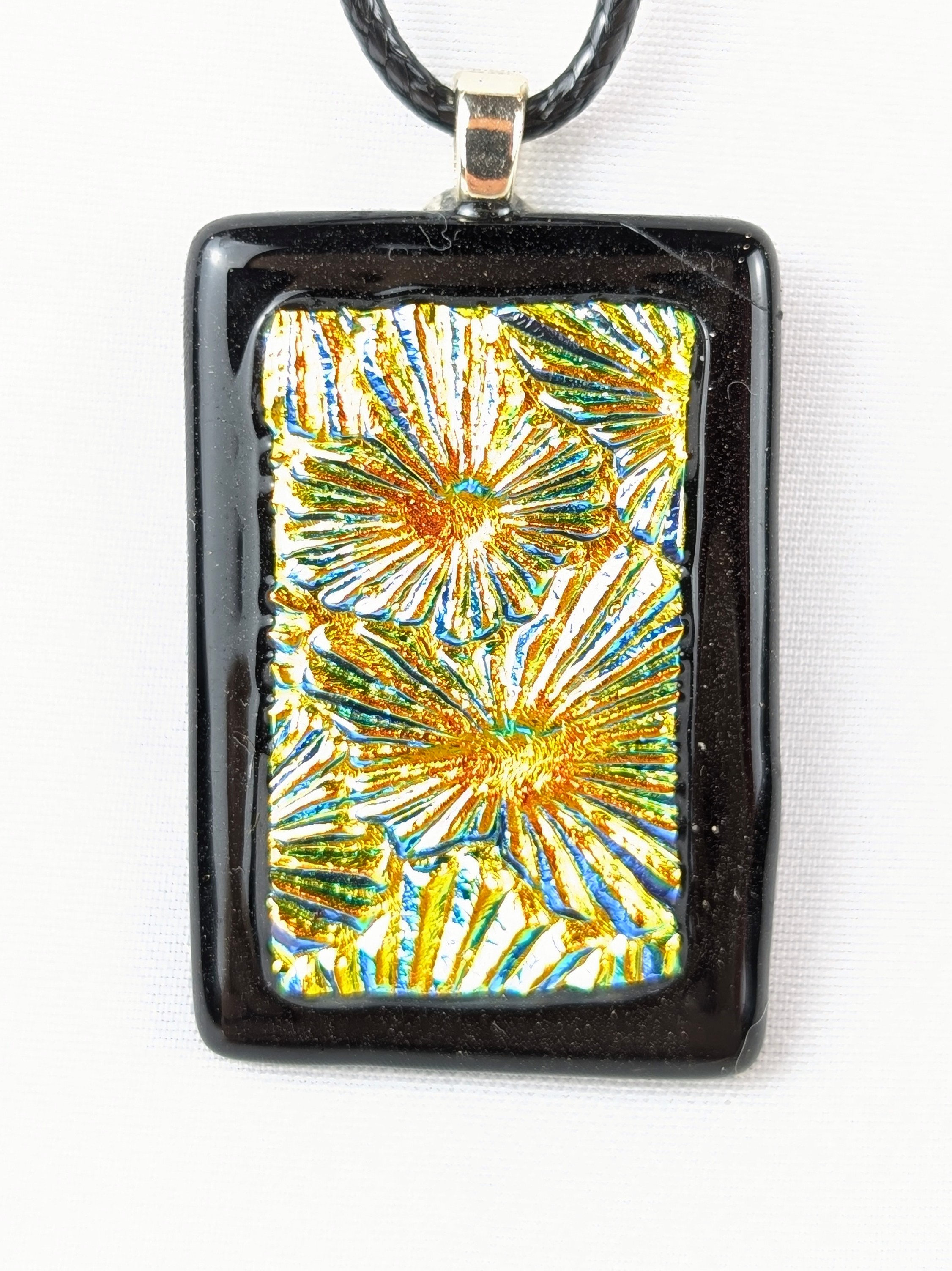 Golden pendant, fused glass