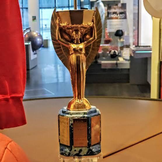 The historic Jules Rimet Trophy, permanently awarded to Brazil in 1970.