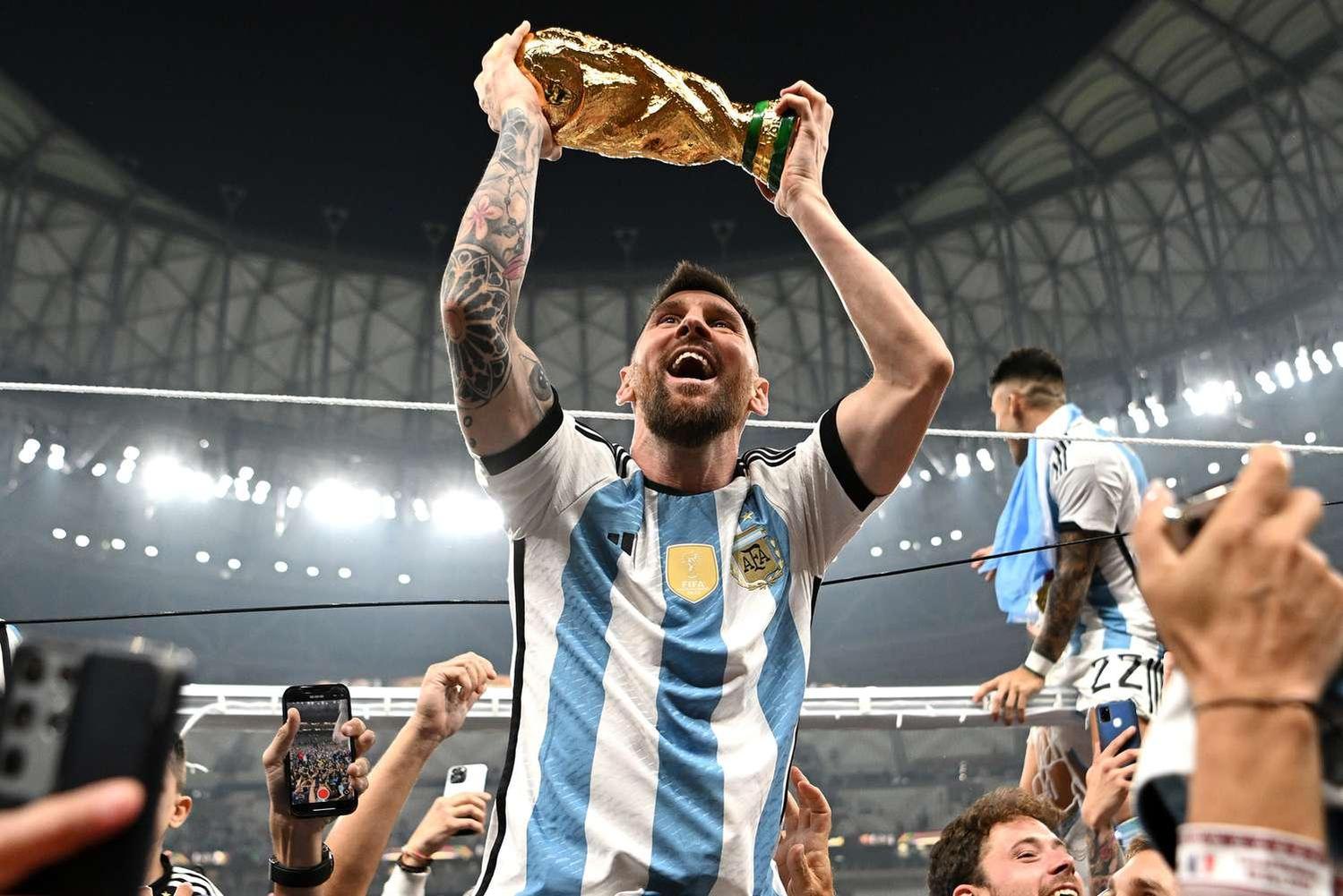 Lionel Messi leading Argentina to victory in the historic Qatar 2022 tournament.