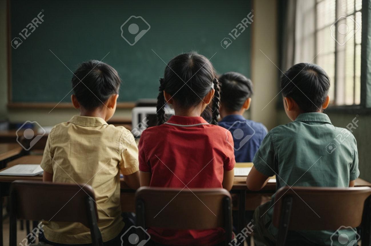 Claudio uses his position in the last row to observe his classmates and formulate his narratives.