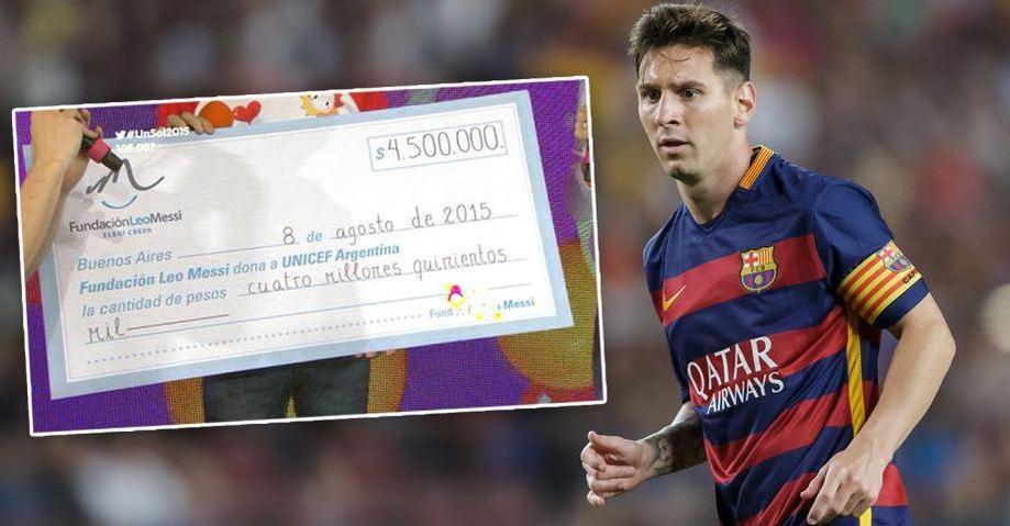 Lionel Messi supporting youth development through his foundation.