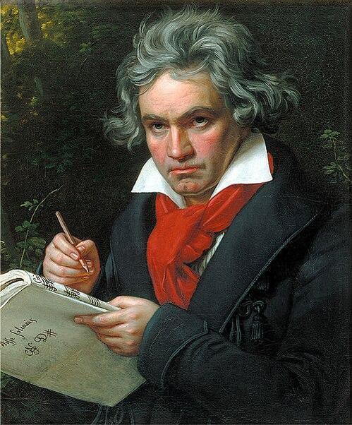 Ludwig van Beethoven, whose symphonies deeply inspired Wagner's dramatic musical vision.