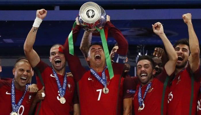General visual reference for Triumph at UEFA Euro 2016. Source: Google Images / www.scmp.com / Google usage-rights filter; verify source license / https://www.scmp.com/sport/soccer/article/1988211/ronaldos-tears-turn-cheers-portugal-are-crowned-euro-2016-champions
