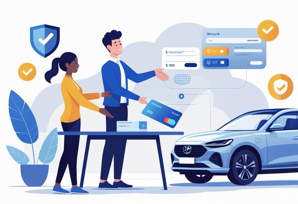 Avoid Car Buying Scams with Secure Payments Car buyers using secure payment methods to avoid car buying scams and protect their money