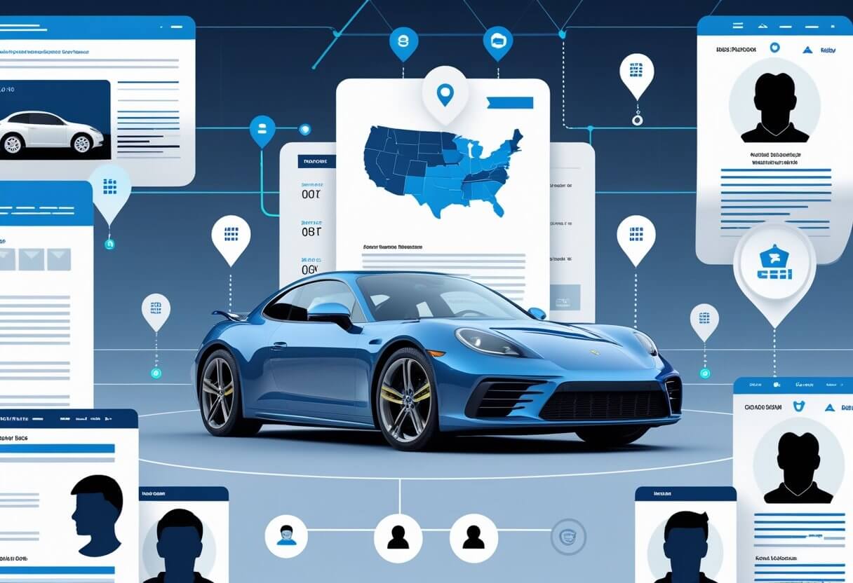 VIN Ownership Records – Title History and State Transfers Report VIN Ownership Records showing vehicle title history, previous owners, and state transfers across the U.S.