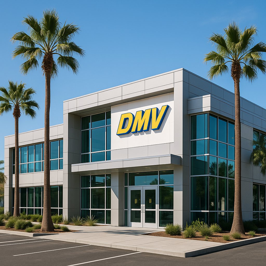 Modern DMV office in California – essential paperwork location for selling a car in California.