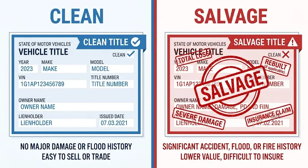 Used car with clean title but hidden structural damage underneath — risks of buying clean title cars