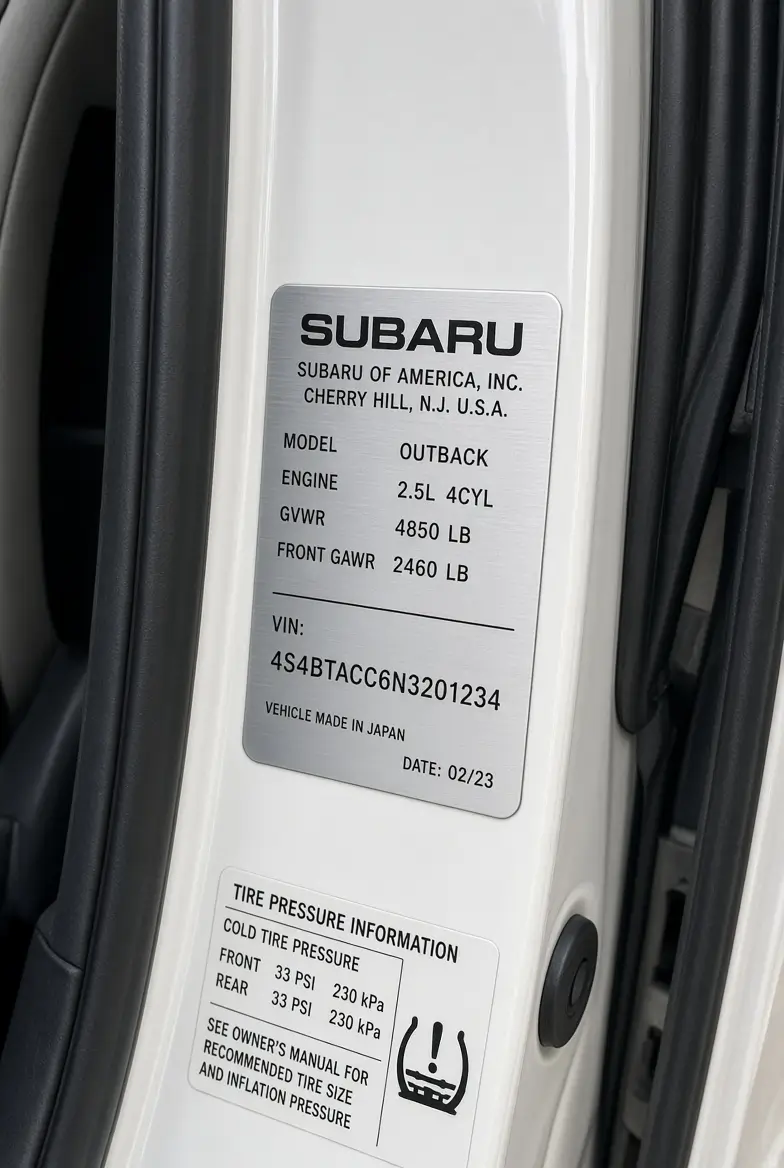 Subaru boxer engine bay relevant to checking the engine code encoded in the VIN