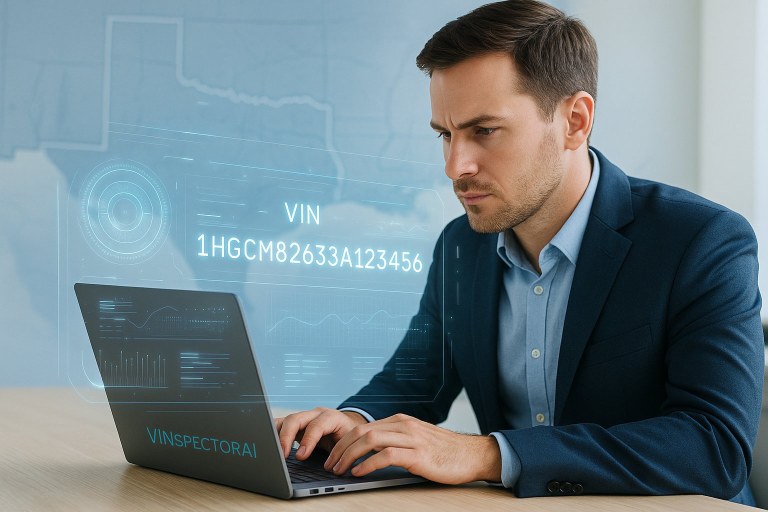 Check VIN number Texas – car buyer verifying vehicle history online with VINspectorAI report