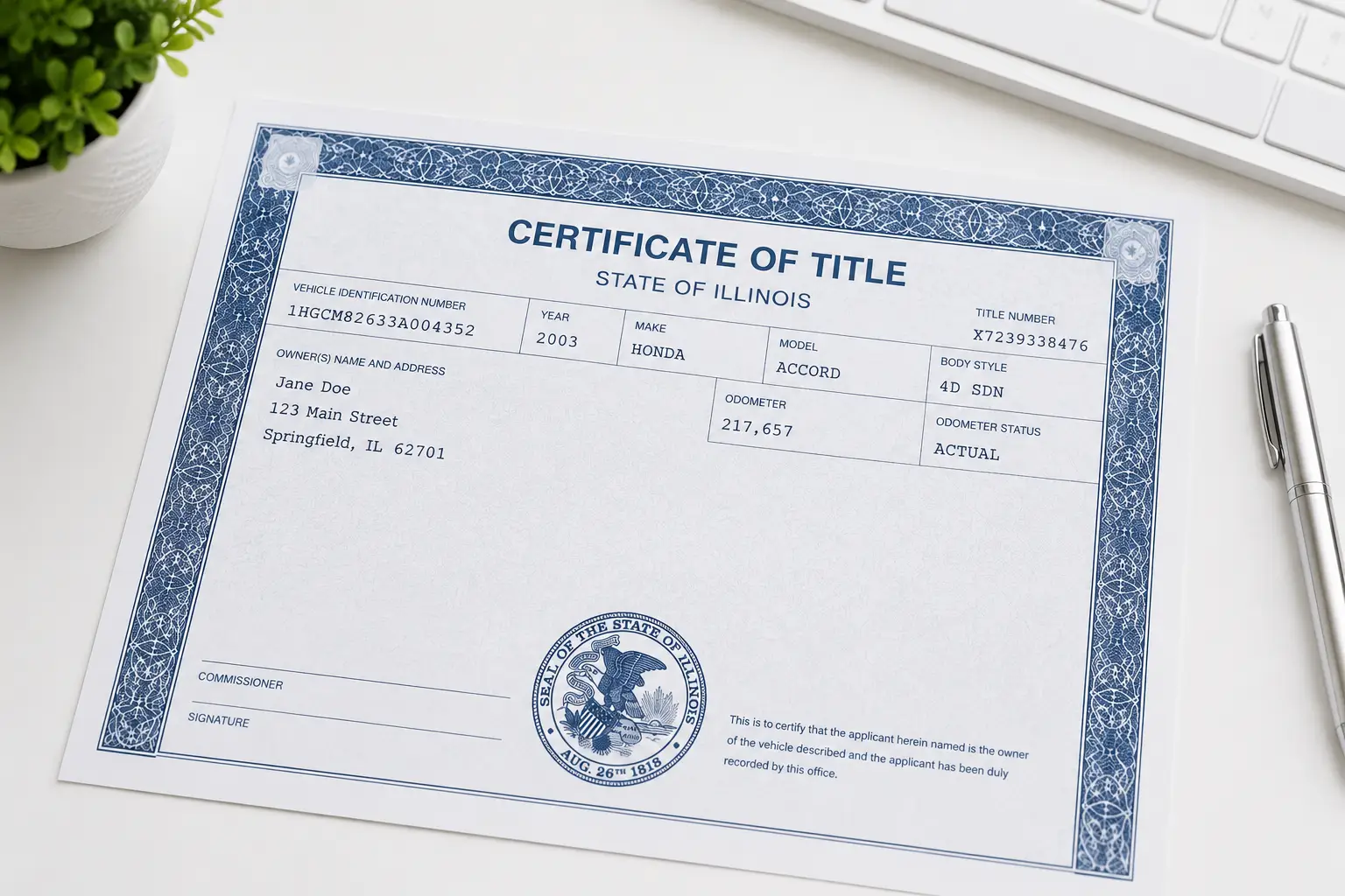 Clean car title document — what does clean title mean for used car buyers