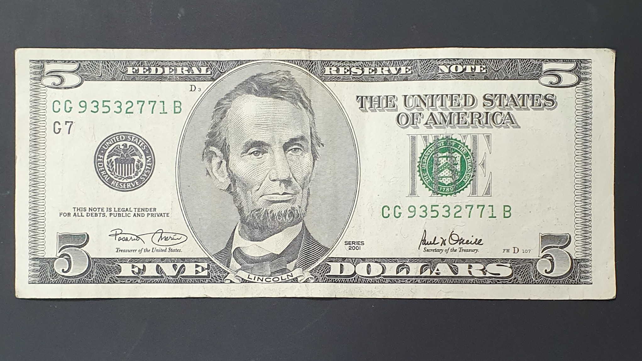 United States of America 5 Dollar banknote 2001 - CurrencyHub