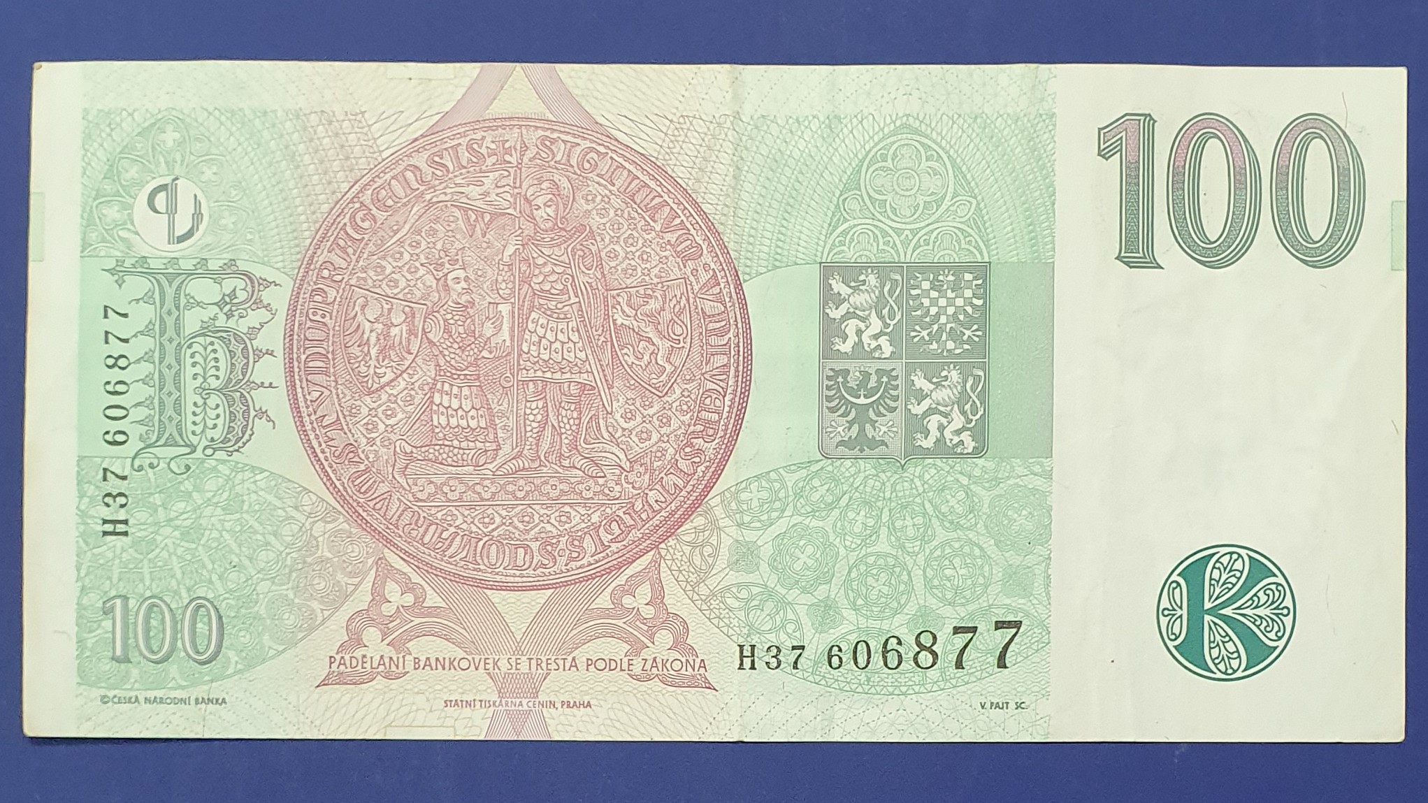 100 Koruna back
