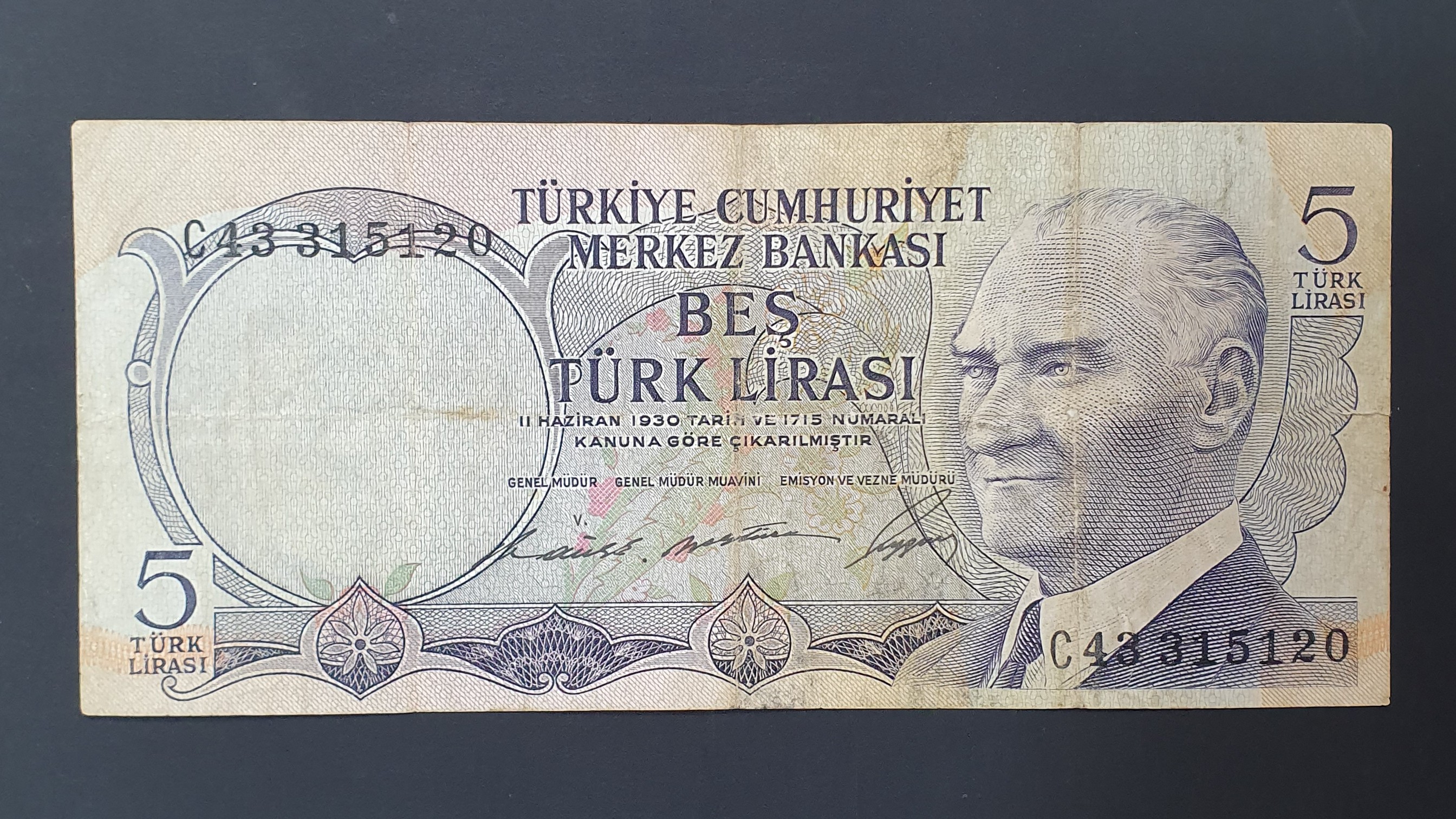 Turkey 5 Lira banknote 1968 - CurrencyHub