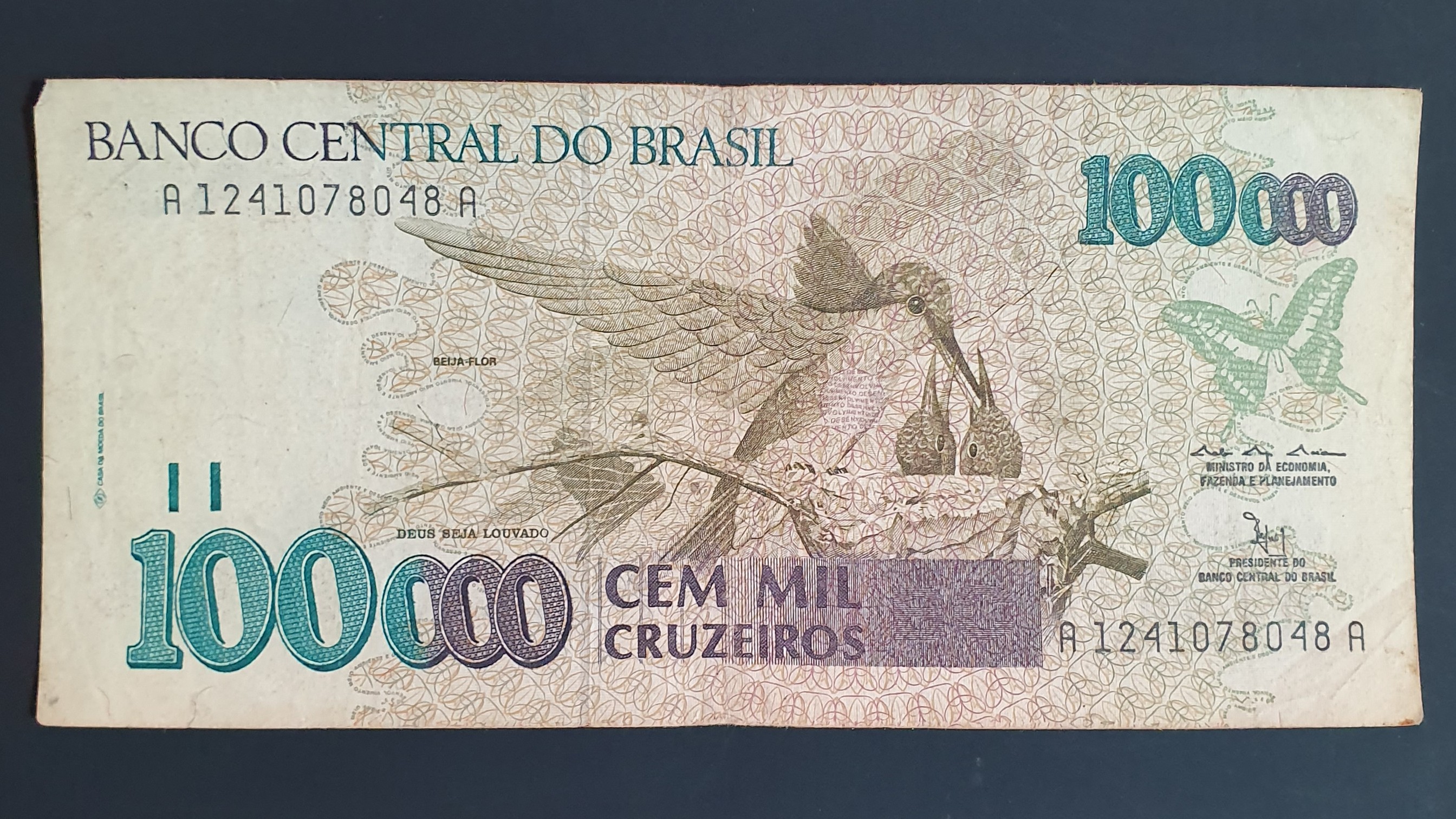 Brazil 100000 Cruzeiro banknote 1992 - CurrencyHub